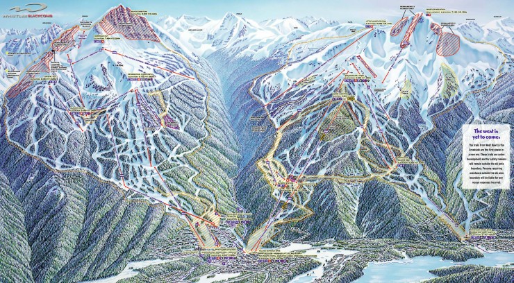 Whistler-Blackcomb Winter Trail Map whistler maps downhill skiing Mountain Atlas Village Gondola Base Blackcomb Daylodge Whistler Creek base Roundhouse Lodge Blackcomb Glacier Whistler Peak Horstmann Glacier Garibaldi Provincial Park Whistler BC Canada