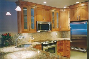 An impressive marriage of granite, stainless steel and wood
